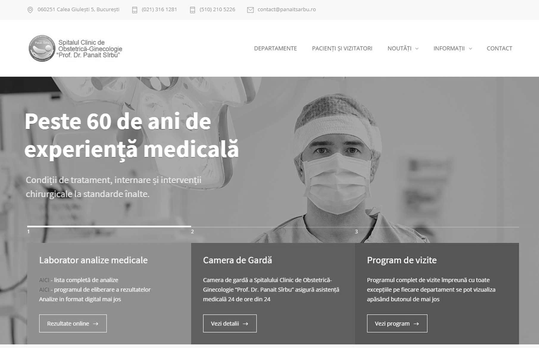 screenshot website Spital Clinic Panait Sirbu